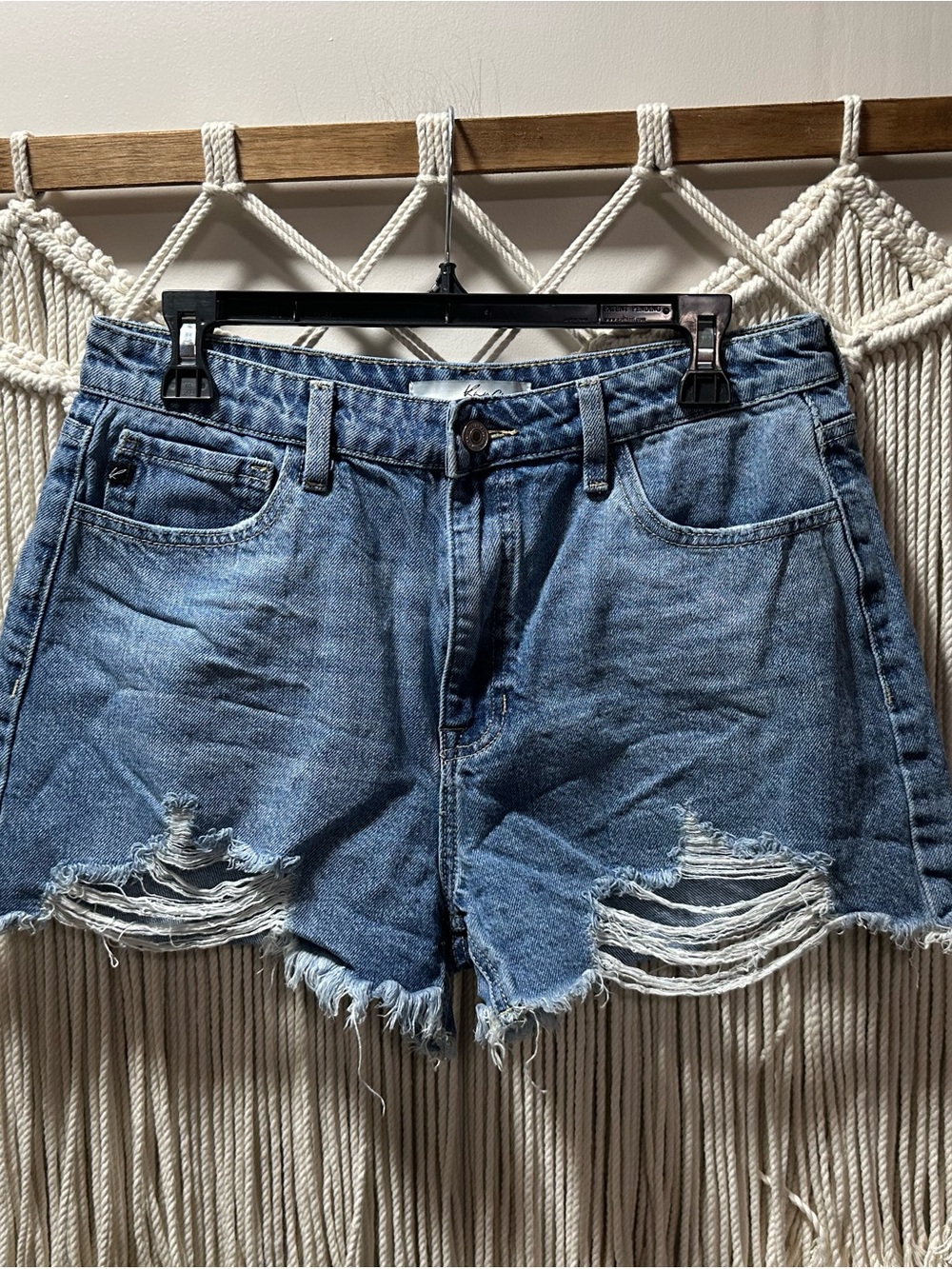 KanCan Light Blue Distressed Denim Shorts